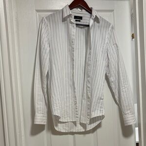Zara White Shirt with Light Blue Pinstripes